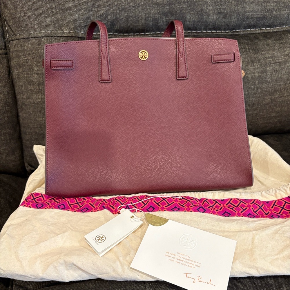 Tory Burch Burgundy Tote Bag